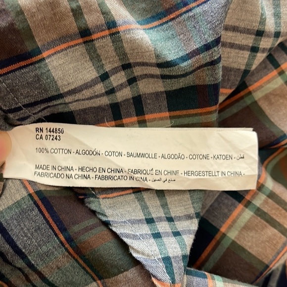 Holton Plaid 100% Cotton Short Sleeve Button Down Shirt Men's Size Medium - Picture 6 of 6